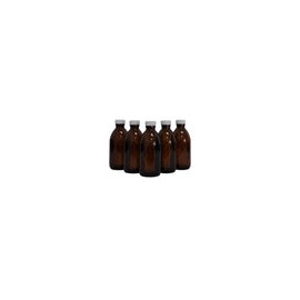 BA250ML5P - Botella Ámbar Vidrio 250 Ml con Tapa Blanca 5 Piezas Ba250ml5p Qec