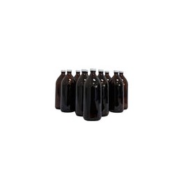 BA1L12P - Botella Ámbar Vidrio 1 L con Tapa Blanca 12 Piezas  Ba1l12p  Qec