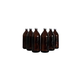 BA1L6P - Botella Ámbar Vidrio 1 L con Tapa Blanca 6 Piezas  Ba1l6p  Qec
