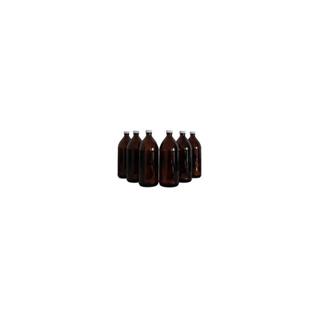 BA1L6P - Botella Ámbar Vidrio 1 L con Tapa Blanca 6 Piezas  Ba1l6p  Qec