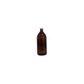 BA1L - Botella Ámbar Vidrio 1 L con Tapa Blanca Ba1l Qec