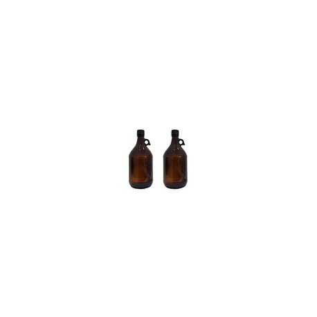 2BA25L - Botella Frasco Envase Ambar Vidrio 2.5l con Tapa Negra Paq C/2 Qec
